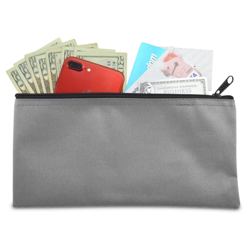 DALIX Bank Bags Money Pouch Securi Deposit Utility Zipper Coin Bag Gray 2 Pack - Image 5